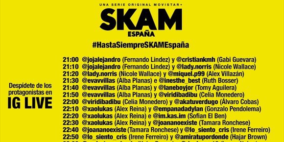 4. ¿A qué hora se estrena el final de SKAM España y los encuentros en Instagram con sus protagonistas?