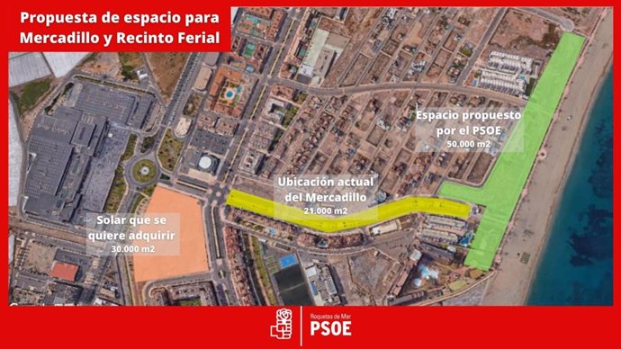 PSOE de Roquetas pide acondicionar la franja litoral de Las Salinas para Mercadillo, feria y aparcamientos