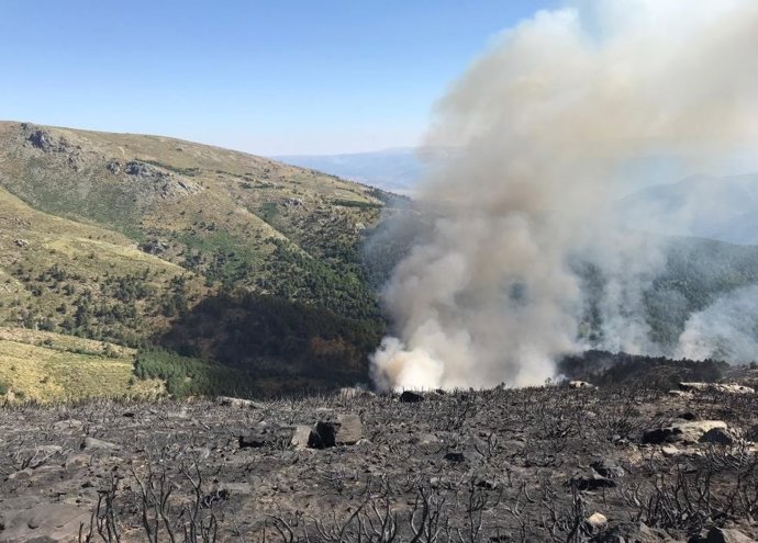 Reproducción del incendio de Sotillo de la Adrada (Ávila) en el Valle de Iruelas.