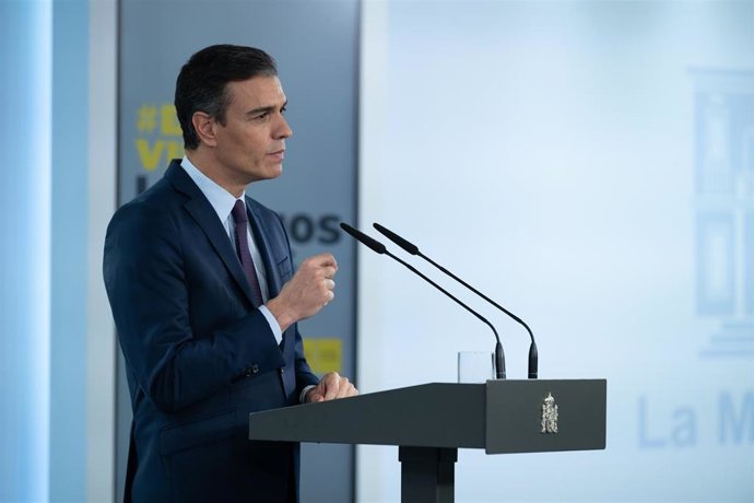 Pedro Sánchez en rueda de prensa.