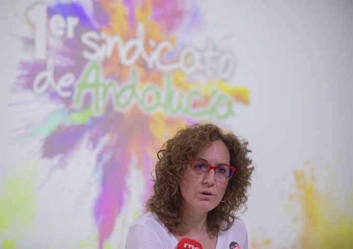 La secretaria general de CCOO-A, Nuria López, en una imagen de una rueda de prensa del 22 de octubre. 