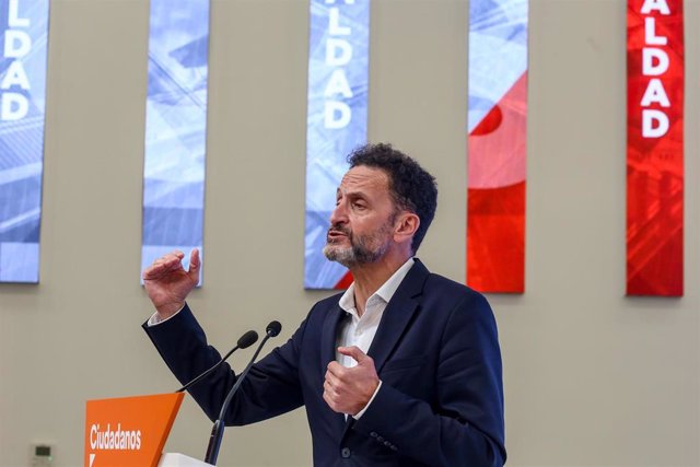 El portavoz adjunto de Ciudadanos en el Congreso, Edmundo Bal, en una rueda de prensa en la sede del partido.