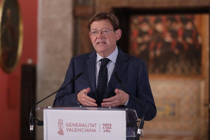 El 'president' de la Generalitat, Ximo Puig, en la declaració institucional realitzada aquest dissabte