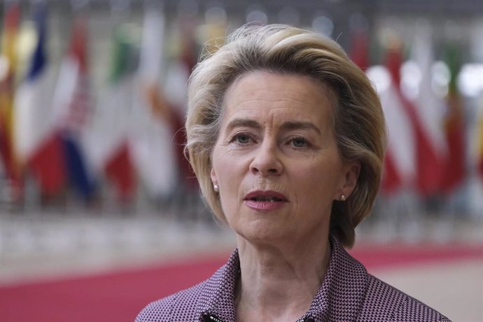FILED - 15 October 2020, Belgium, Brussels: European Commission President Ursula von der Leyen speaks to media as she arrives to attend a two days European Council summit focusing on Brexit negotiations. Ursula expressed her deep affection with the deat
