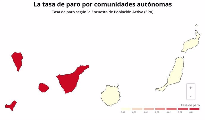Tasa de paro en Canarias en el 3 trimestre