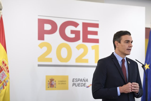 El presidente del gobierno, Pedro Sánchez, interviene durante la presentación de las claves de los Presupuestos Generales del Estado.