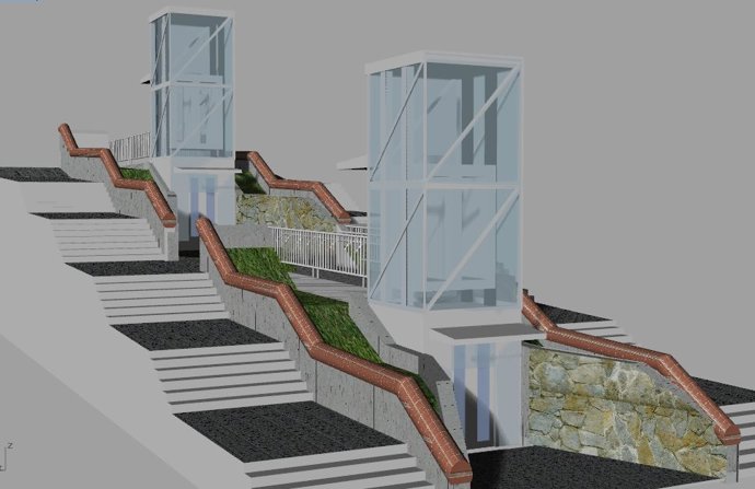 Infografía de los dos ascensores que se ubicarán en Irala.