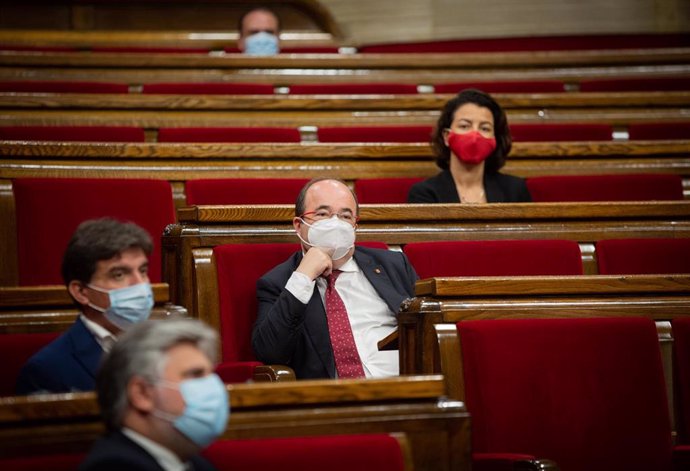 El líder del PSC, Miquel Iceta, durante el pleno del Parlament. En Barcelona, Cataluña, (España), a 9 de septiembre de 2020. 