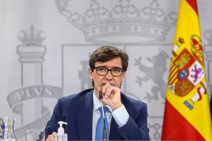 El ministro de Sanidad, Salvador Illa, comparece en rueda de prensa en Moncloa para informar de la evolución de la pandemia, en Madrid (España), a 22 de octubre de 2020.
