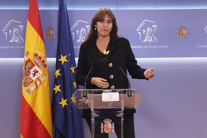 La portaveu de JxCat al Congrés, Laura Borrs, intervé en una roda de premsa. Madrid, (Espanya), 20 d'octubre del 2020.