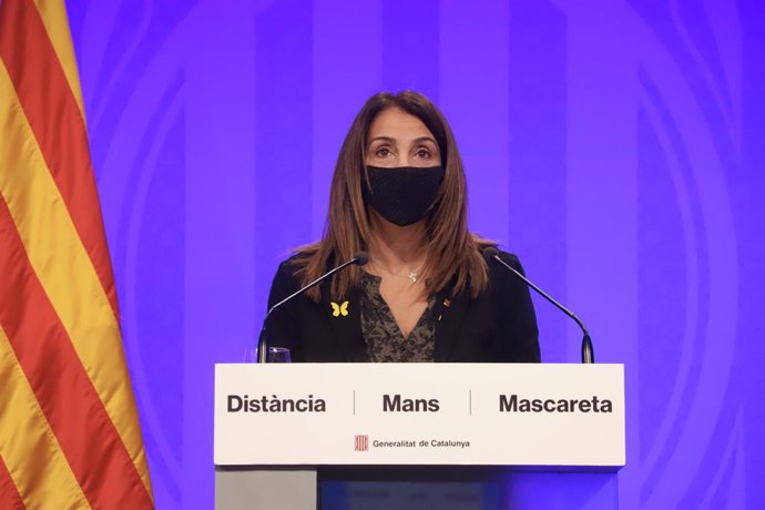 La consellera de Presidncia i portaveu del Govern, Meritxell Budó, en roda de premsa telemtica.