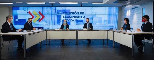 El líder del PP, Pablo Casado, presideix la Comissió de Seguiment de la Covid del PP. Madrid, 27 d'octubre del 2020.