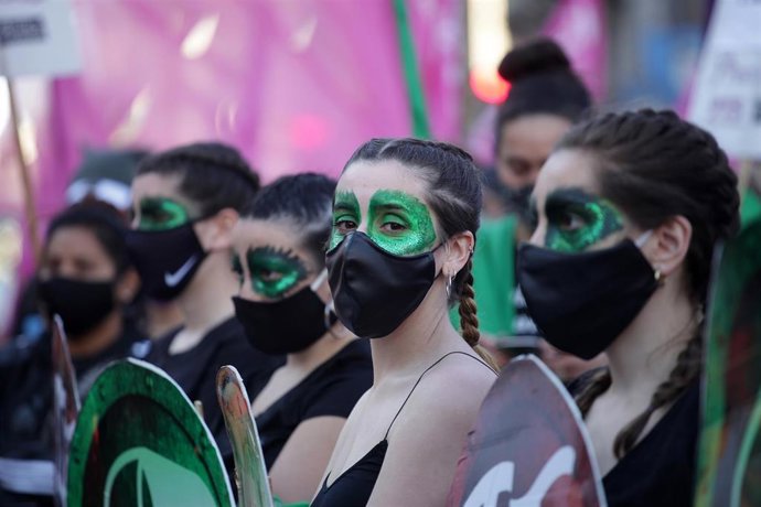 Protesta para reivindicar la legalización del aborto en Argentina