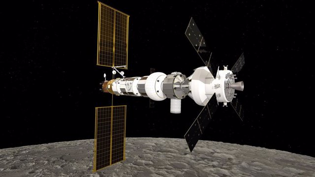 Impresión artística de Gateway y Orion. El Gateway es la próxima estructura que lanzarán los socios de la Estación Espacial Internacional.