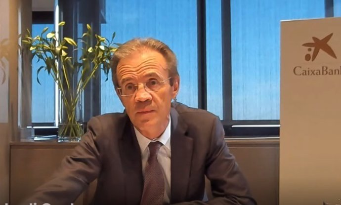 El presidente de CaixaBank, Jordi Gual, en la jornada organizada por la Agrupación Europea de Cajas de Ahorros y Bancos Minoristas (ESBG).
