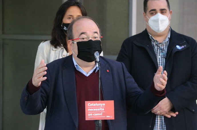Imatge de Miquel Iceta durant una compareixena a l'Hospitalet de Llobregat el 28 d'octubre de 2020. (Horitzontal)