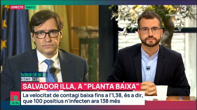 El ministre de Sanitat, Salvador Illa, en una entrevista de TV3, 28 d'octubre del 2020.