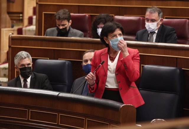 La ministra de Educación y Formación Profesional, Isabel Celaá, interviene durante una sesión de control al Gobierno en el Congreso de los Diputados.