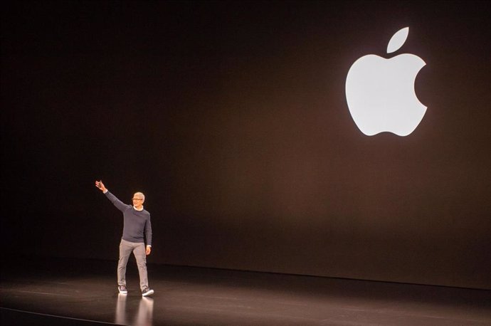El CEO de Apple, Tim Cook, en una presentación en la sede de la compañía en California.
