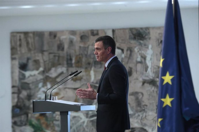 El presidente del Gobierno, Pedro Sánchez, interviene durante la presentación del Plan de Recuperación, Transformación y Resiliencia de la Economía Española.