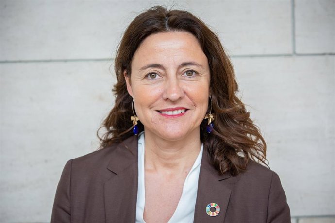 La presidenta del puerto de Barcelona, Merc Conesa, posa para Europa Press antes del debate sobre el Corredor Ferroviario del Mediterráneo organizado por Expansión (ARCHIVO)