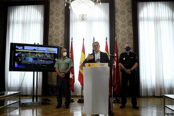 El delegado del Gobierno en Madrid, José Manuel Franco, interviene en la presentación del "Plan Verano Madrid 2020" en materia de seguridad ciudadana de la Policía Nacional y de la Guardia Civil en la Comunidad de Madrid para este período estival, en Ma