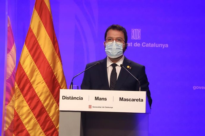 El vicepresidente de la Generalitat, Pere Aragons, en rueda de prensa telemática.