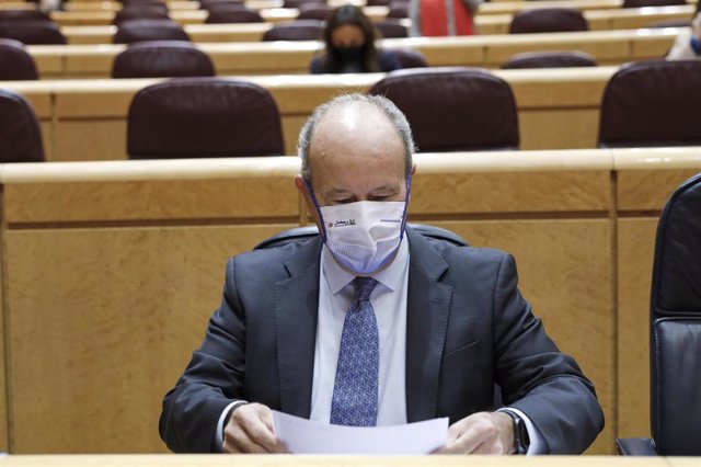 El ministro de Justicia, Juan Carlos Campo, durante una sesión de control al Gobierno en el Senado