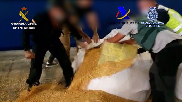 Intervenida más de una tonelada de cocaína oculta en sacos de maíz en un barco de Brasil, con destino Cádiz