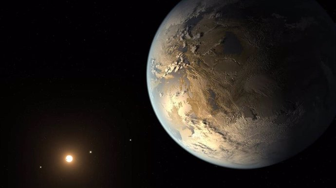 Esta ilustración muestra a Kepler-186f, el primer planeta validado del tamaño de la Tierra que orbita una estrella distante en la zona habitable.