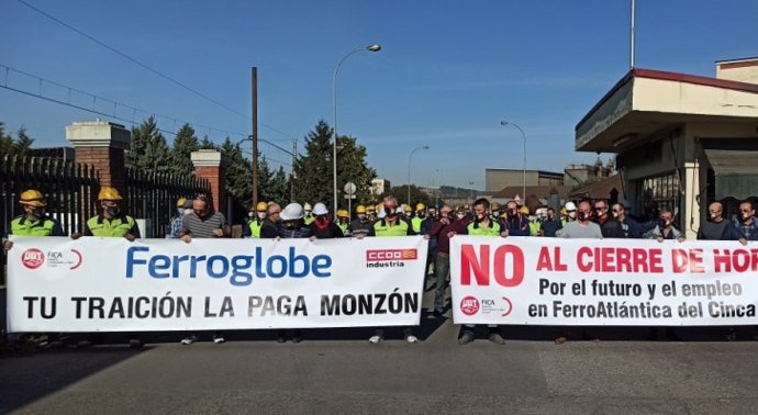 Movilizaciones en la fábrica de Ferroglobe en Monzón