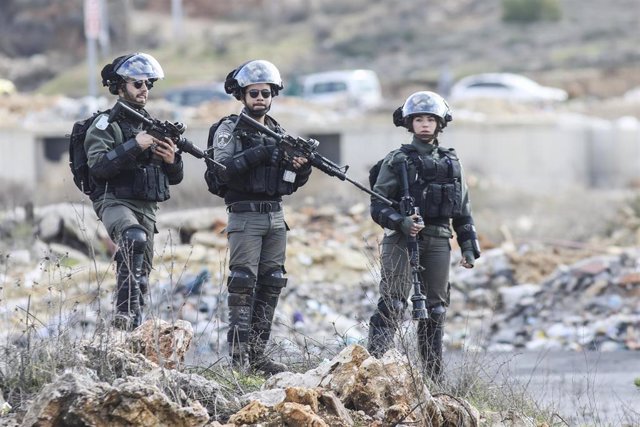 Soldados de Israel durante una protesta cerca de la ciudad palestina de Ramala, en Cisjordania