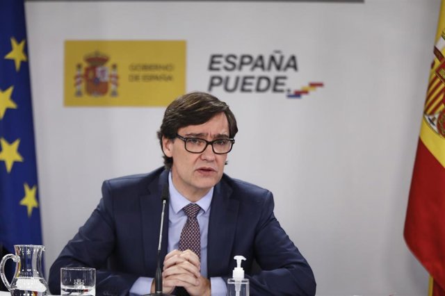 El ministro de Sanidad, Salvador Illa, comparece en rueda de prensa para detallar el proyecto de PGE 2021 correspondientes a Sanidad, en Moncloa, Madrid (España), a 30 de octubre de 2020.