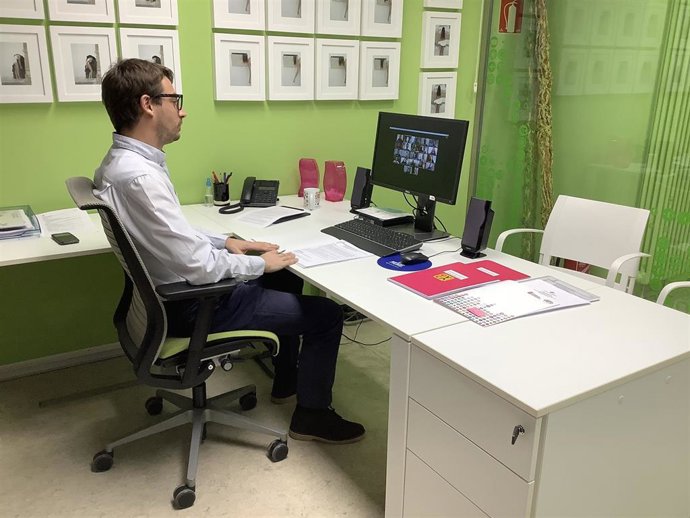 El director gerente del INJ, Carlos Amatriain, durante el seminario web.