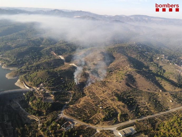 Incendio en la zona del pantano de Riudecanyes, en la provincia de Tarragona, originado el 30 de octubre de 2020.