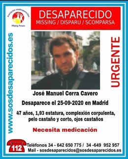Buscan a un hombre de 47 años que necesita medicación desaparecido desde el domingo en Madrid