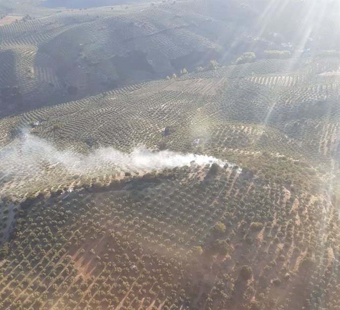 Vista aérea de un incendio declarado en la provincia este mes de octubre