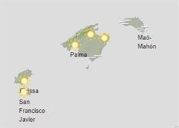 Mapa del tiempo este domingo 1 de noviembre en Baleares.