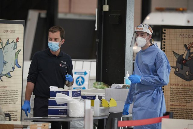 Recinto Ferial de Navarra, en Pamplona, donde el Departamento de Salud del Gobierno de Navarra realiza pruebas PCR de detección del Covid-19.