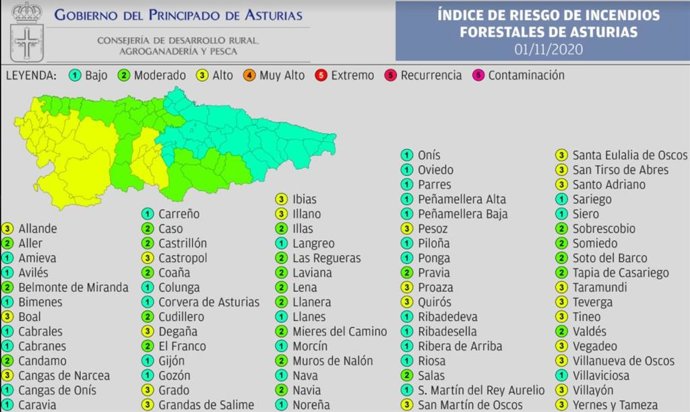 Mapara de riesgo por incendio forestal.