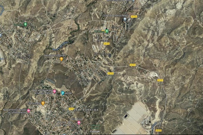 CV-773 entre las localidades alicantinas de Busot y Aigües
