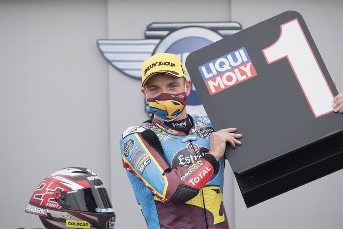 El piloto británico de Moto 2 Sam Lowes (Team Estrella Galicia 0,0 Marc VDS), ganador del GP de Aragón 2020 en MotorLand Aragón