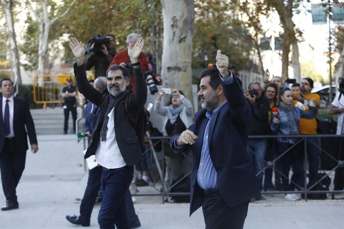 Jordi Snchez i Jordi Cuixart a l'Audincia Nacional.