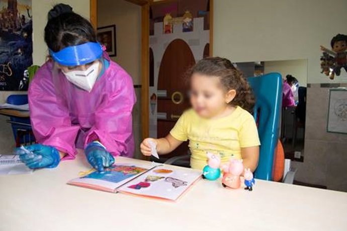 Una de las actividades desarrolladas en el centro de Acpacys en Córdoba con medidas anti Covid.