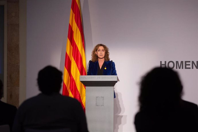 La consellera de Justícia de la Generalitat, Ester Capella, interviene en el acto homenaje al expresident de la Generalitat de Catalunya, Lluís Companys, por el 80 aniversario de su fusilamiento, en Barcelona, Catalunya (España), a 14 de octubre de 2020.