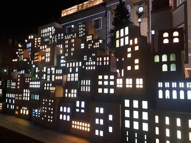 Pesebre en la plaza Sant Jaume de Barcelona