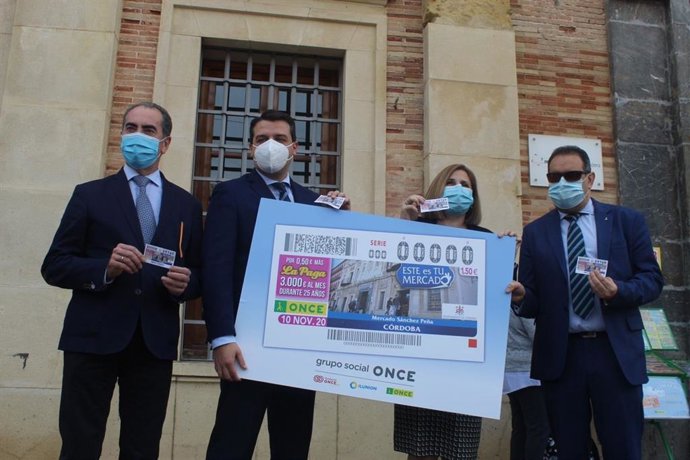 Presentación de la imagen del cupón de la ONCE dedicado al mercado de abastos.
