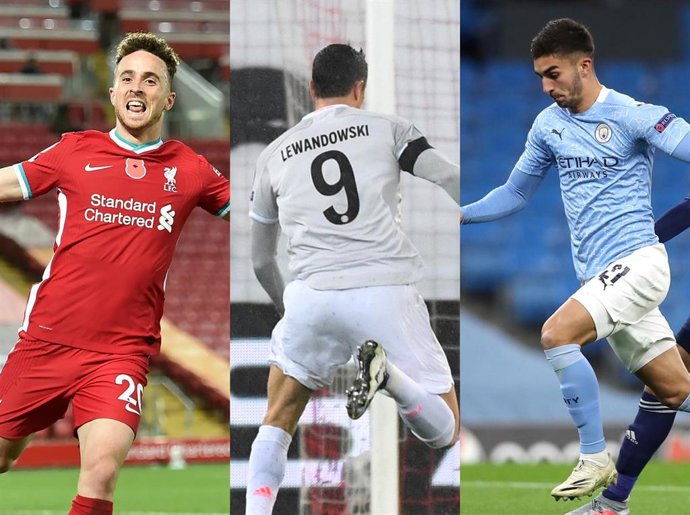 Diogo Jota, Lewandowski y Ferran Torres, goleadores este martes