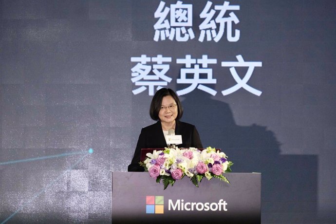 26 October 2020, Taiwan, Taipei: Taiwanese President Tsai Ing-Wen delivers a speech during a Microsoft event. Photo: Walid Berrazeg/SOPA Images via ZUMA Wire/dpa