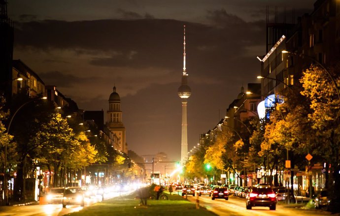Imagen nocturna del centro de Berlín